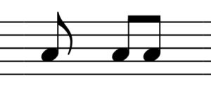 Shows two 8th Notes (Quavers) on the staff.