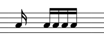 Shows 16th notes (semiquavers) on the staff.